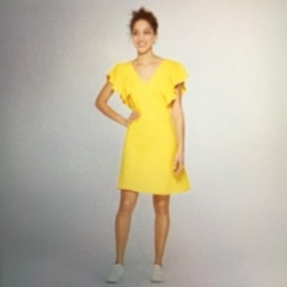 HP❤️❤️Woman Yellow Ruffled Sleeve Dress A New Day - Picture 2 of 4